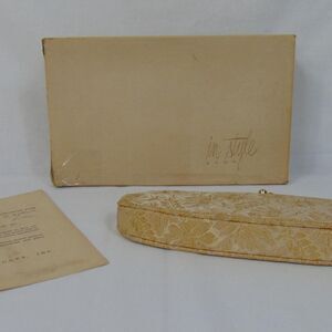 Avon Women's Tan and Gold Bag Clutch Beaded Vintage Kadin